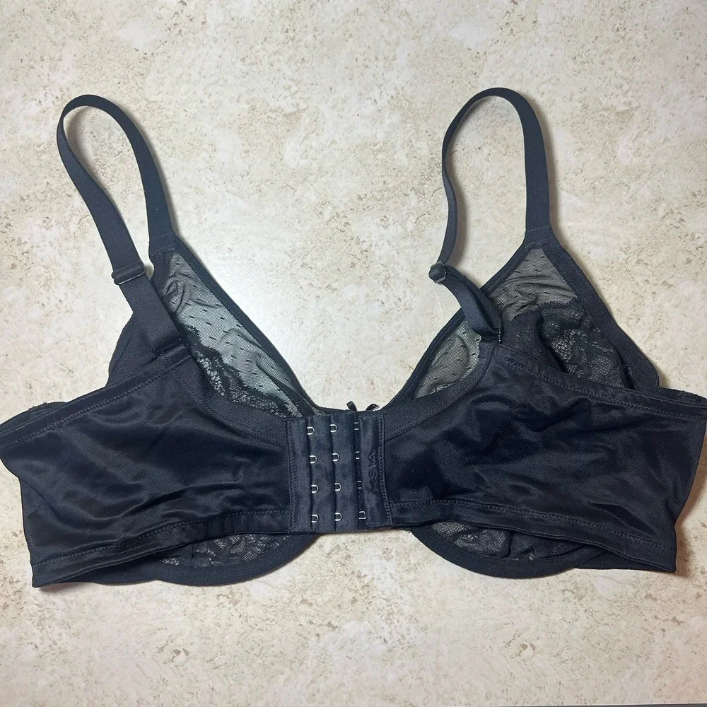 HSIA Elegant Black Lace Unlined Underwire Full Figure Balconette Bra Size 40DD